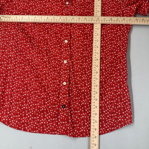 Taylor Stitch Red Casual Button Down Shirt with Geometric Pattern - Picture 8 of 12